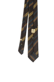 Brown, yellow & blue striped donegal wool hand made tie