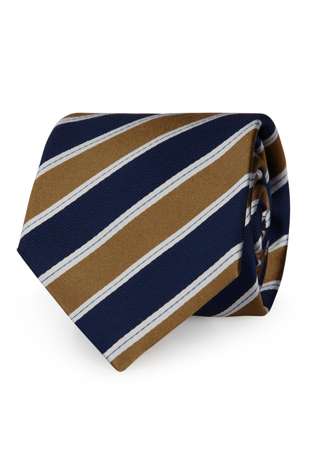 Regimental tie blue and beige pure silk