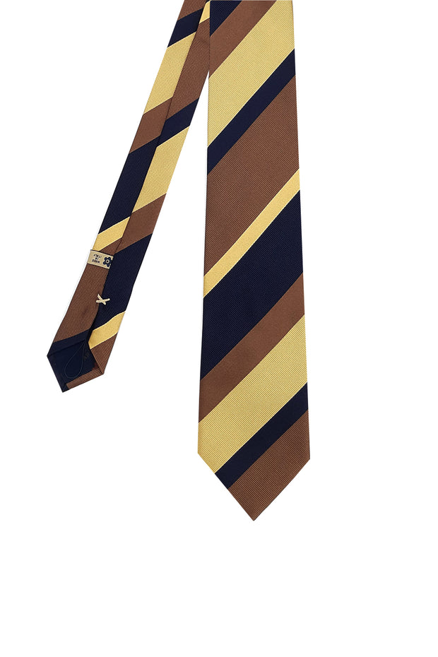 Cravatta regimental blu marrone e beige - Fumagalli 1891