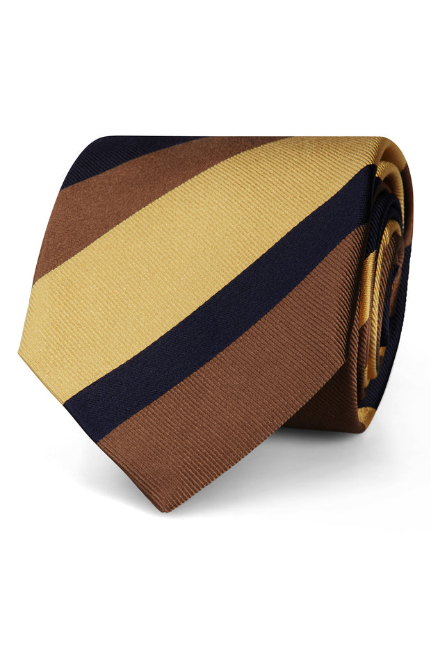 Regimental tie blue brown and beige
