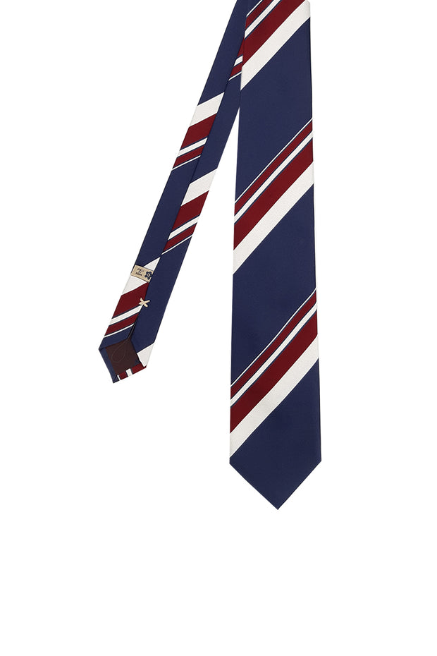 Regimental tie blue red and white