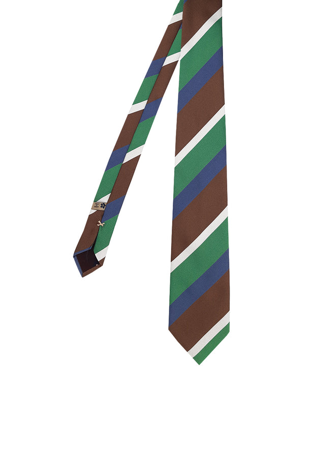 Cravatta regimental verde blu marrone e bianco - Fumagalli 1891