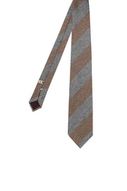 Regimental tie in pure silk grey and beige