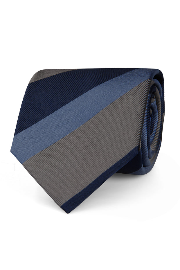 Regimental tie blue grey and light blue