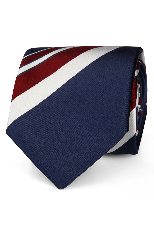 Regimental tie blue red and white pure silk