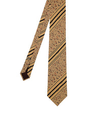 Beige vintage tie with retrò print