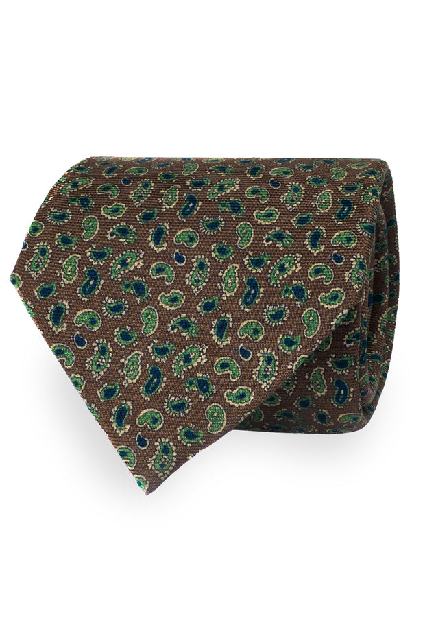 Archive printed silk tie with micro paisley - Fumagalli 1891
