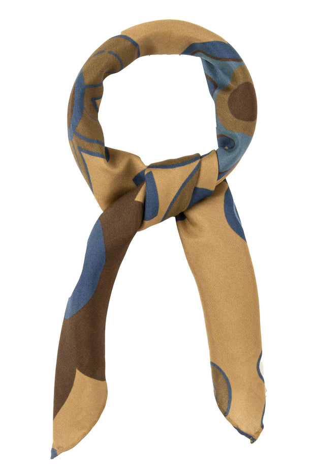 Bandana foulard color cammello in soffice seta e cotone