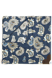 Blue Ultra Soft Silk & Cotton Paisley Bandana Foulard-Fumagalli 1891
