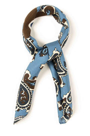 Light Blue Ultra Soft Silk & Cotton Paisley scarf 60
