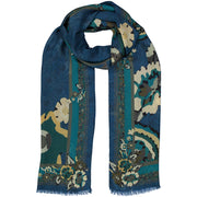 Vintage blue scarf pure cacahemire with paisley