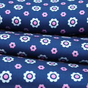 Sciarpa blu in seta con fiorellini bianchi e rosa - Fumagalli 1891 