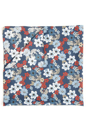 Bandana foulard blu in seta-cotone con design floreale