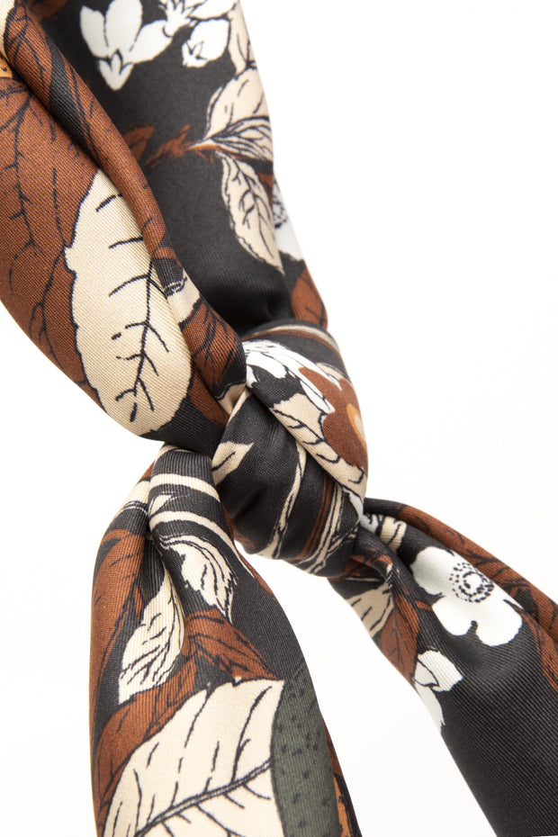 Bandana foulard ultra soft in seta con foglie 