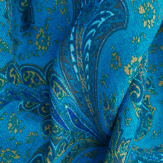 Vintage light blue paisley scarf super soft-MADRID