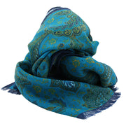 Vintage light blue paisley scarf super soft-MADRID