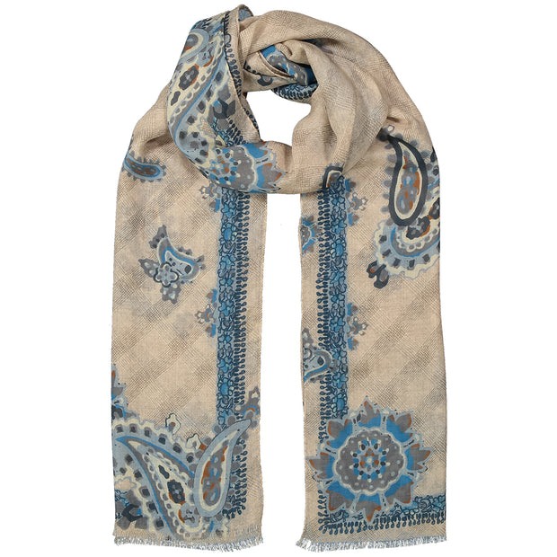 Vintage light grey cachemire scarf with paisley print