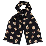 Black silk scarf with vinatge paisly print