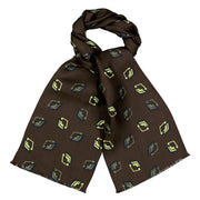 brown tie scarf with vintage print 