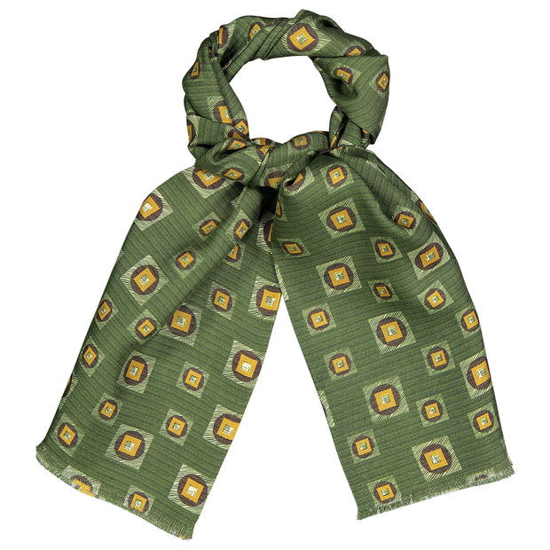 Light green printed silk scarf