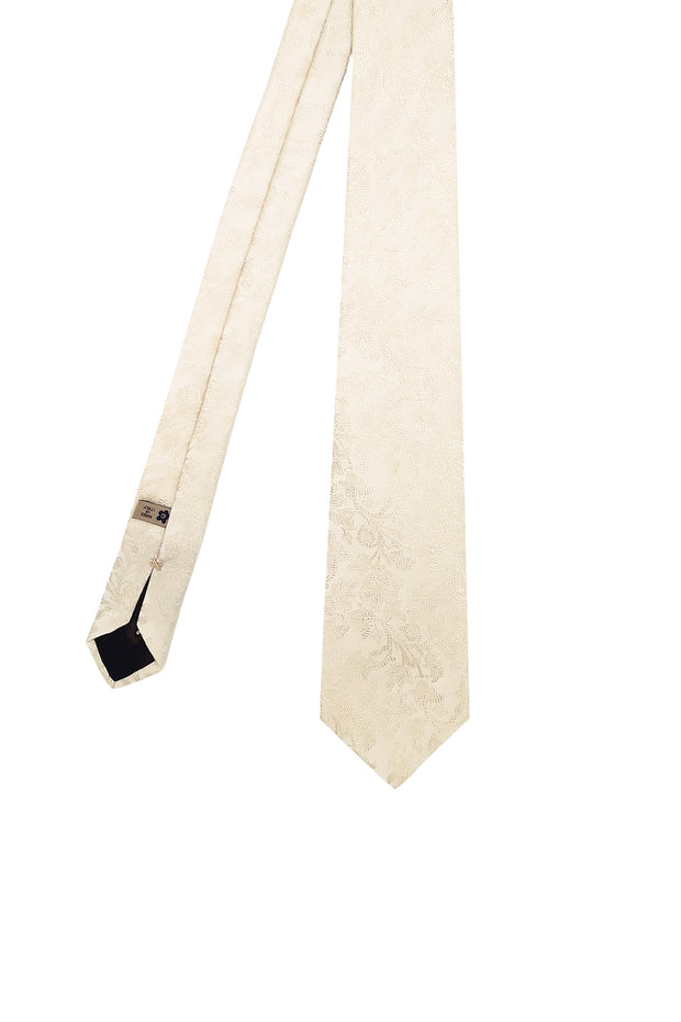 white cream floral jacquard tie