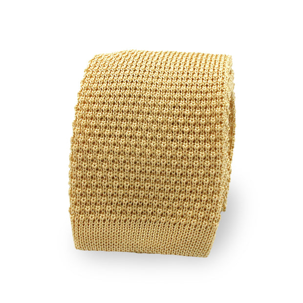 Cravatta in maglia di seta a trama fitta color giallo - Fumagalli 1891