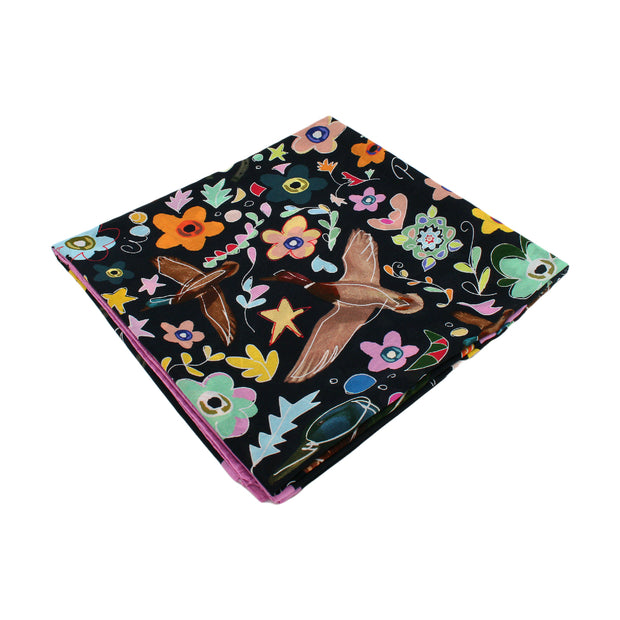 black stole with flowers