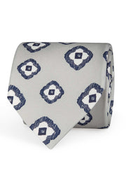 TOKYO - Grey blue diamonds printed silk tie