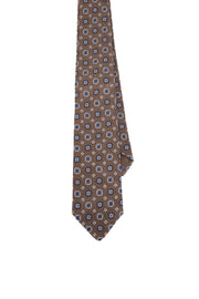 Cravatta marrone, blu e bianca melange con pattern astratto - Fumagalli 1891