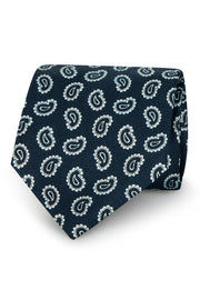 blue tie with white paisley print