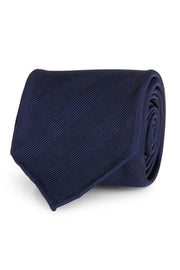 Dark blue plain reps pure silk unlined handmade tie -Fumagalli 1891