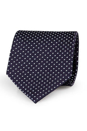 Blue little white dots pure silk jacquard hand made tie