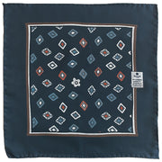 fazzoletto blu in seta con medaglioni in cornice - Fumagalli 1891