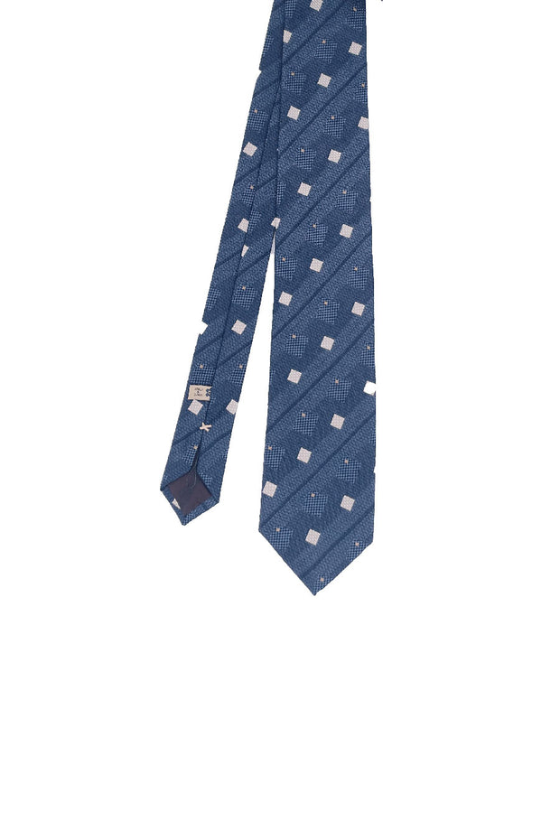 Blue medallion design 144 jacquard silk tie
