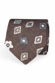 TOKYO - Brown square diamonds printed tie