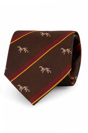 brown striped dog pattern silk hand made tie