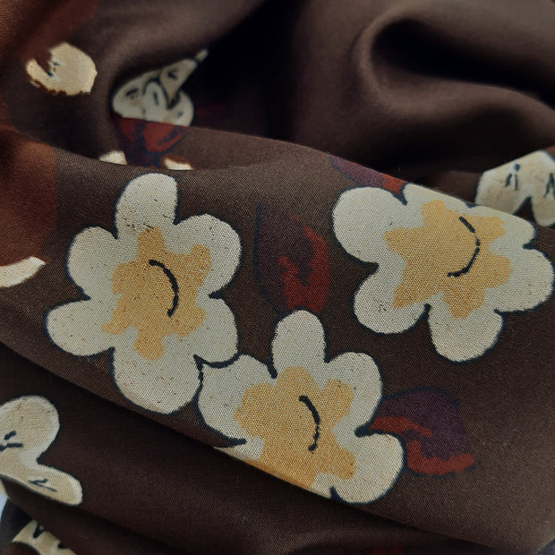 brown floral neckerchief close shot