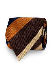 Cravatta regimental marrone arancione bianco sfoderata - Fumagalli 1891