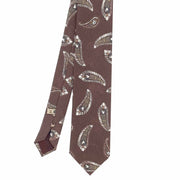white paisley on brown silk tie