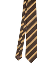 Regimental yellow and brown hand made silk tie - Fumagalli 1891
