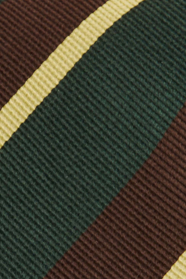 brown, green & yellow regimental silk hand made tie - Fumagalli 1891