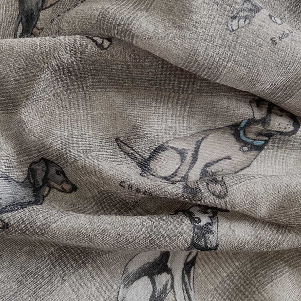 Beige Dog Design printed cashmere scarf