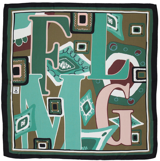 Brown & Green geometric scarf 90- Fumagalli 1891