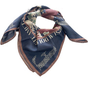 Blue grafic floral design scarf 90