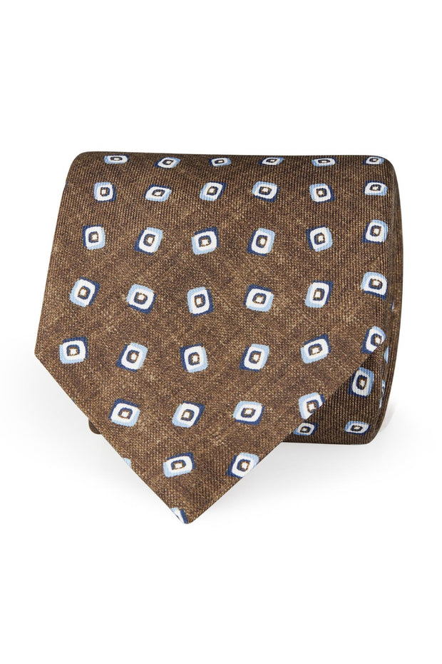 TOKYO - Cravatta marrone con design classico stampato