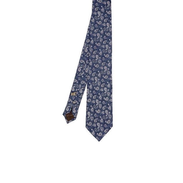 Cravatta Blu Con Ricamo Paisley - Caporiccio - Foto 10