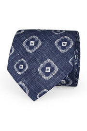 TOKYO - Blue white diamonds printed silk tie