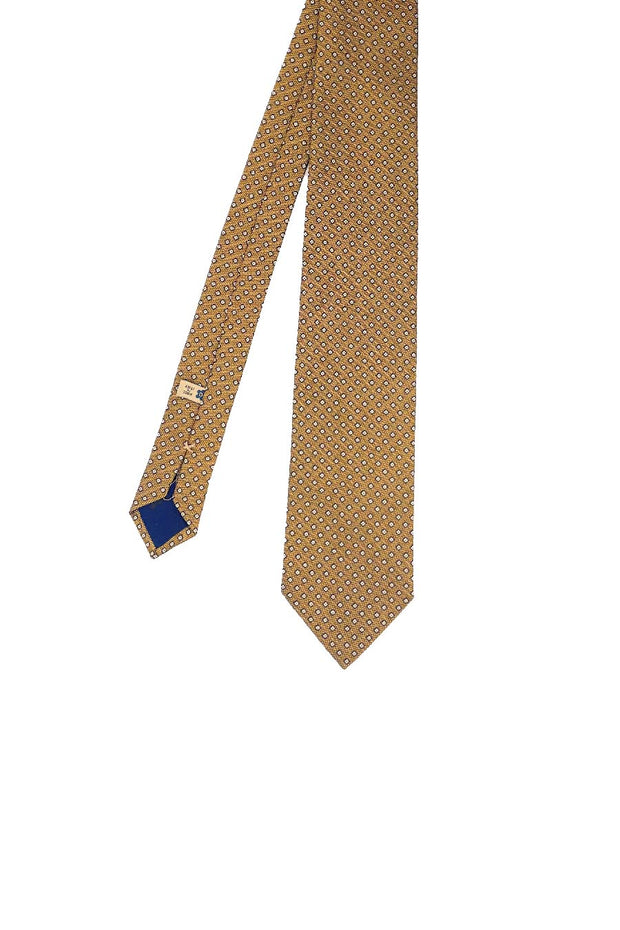 Cravatta jacquard gialla con ricamo micro motivo classico - Fumagalli 1891