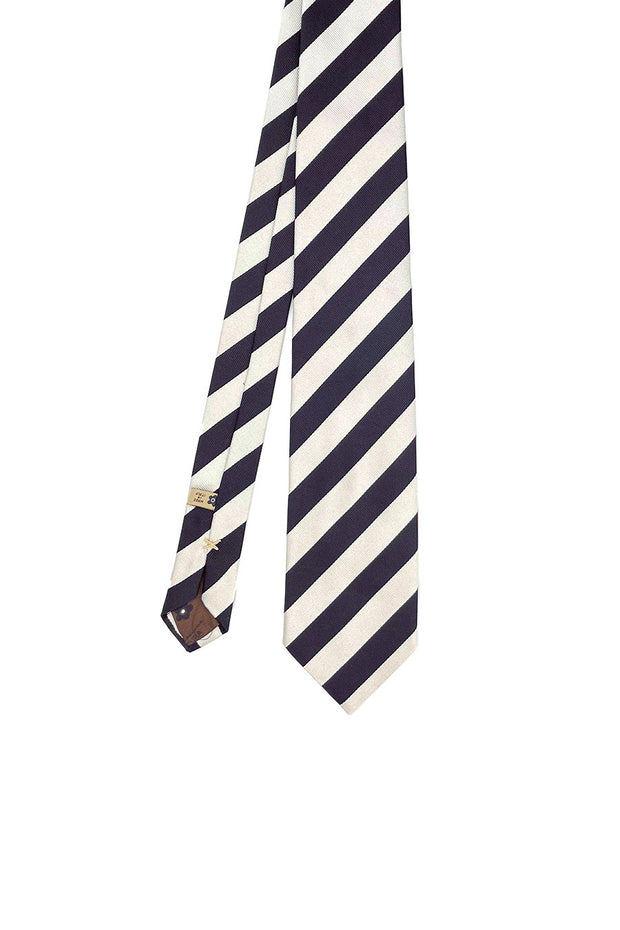 Regimental grey and blue silk tie- Fumagalli 1891