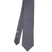 Grey plain panama pure silk unlined handmade tie- Fumagalli 1891